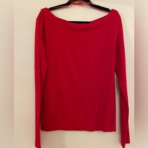NWT Free People Long-Sleeve Textured Top in Red